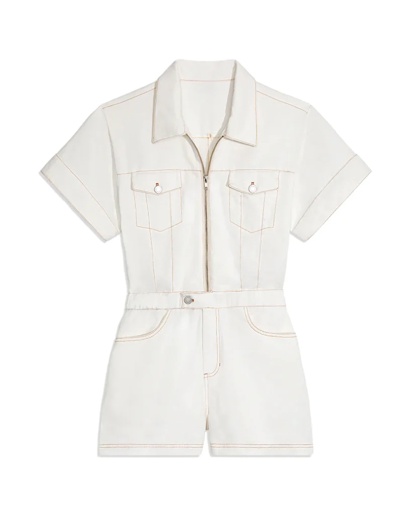 WeWoreWhat Flight Denim Short Sleeve Romper